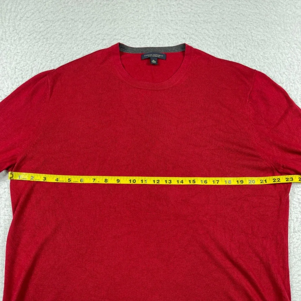 Banana Republic Sweater Mens XL Red Silk Cashmere Crew Neck Pullover Office‎